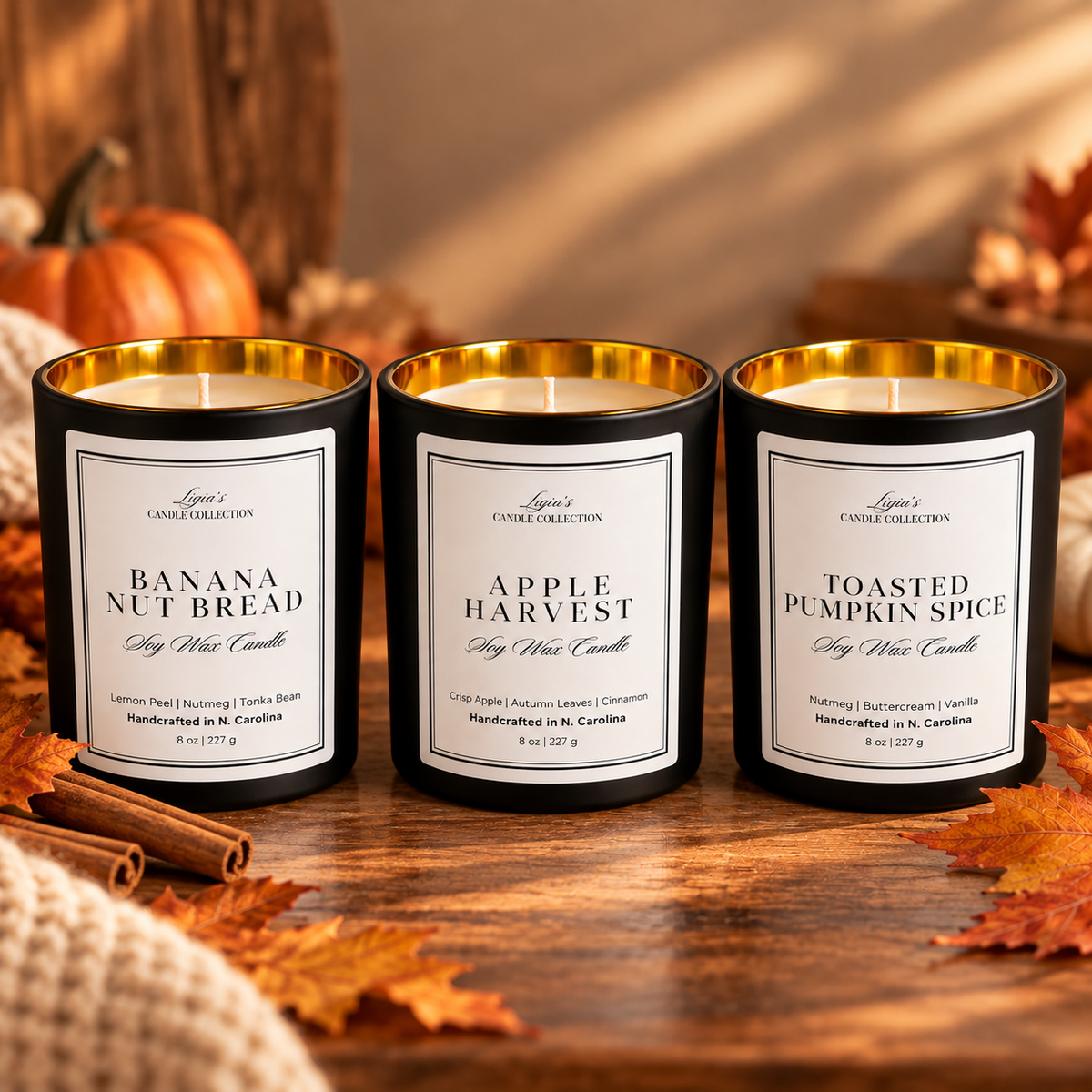 Autumn Candle Trio Gift Set - 3 - 8 oz. Candles