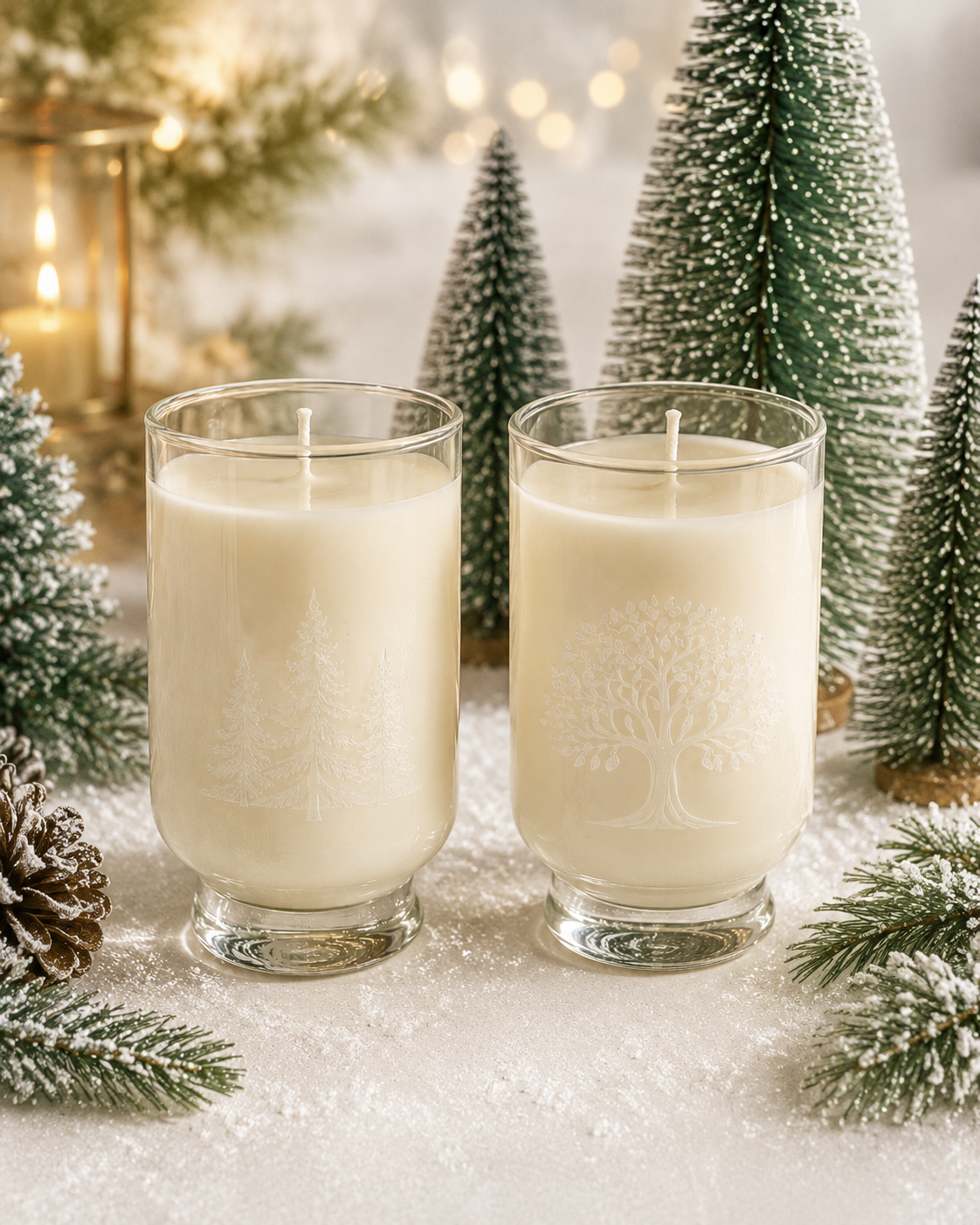 Etched Christmas Tree Keepsake Glass Candle – Fraser Fir Scent - 12 oz