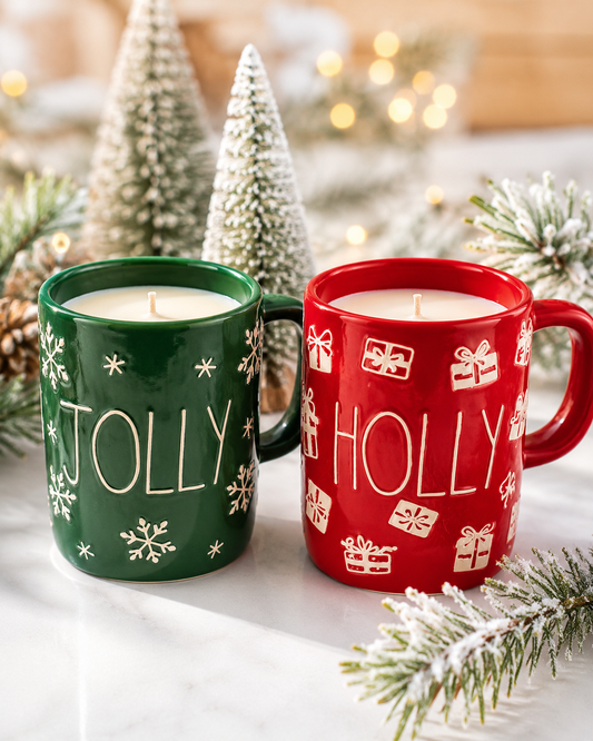 Rae Dunn JOLLY Mug Candle – Fraser Fir - 18 oz Net