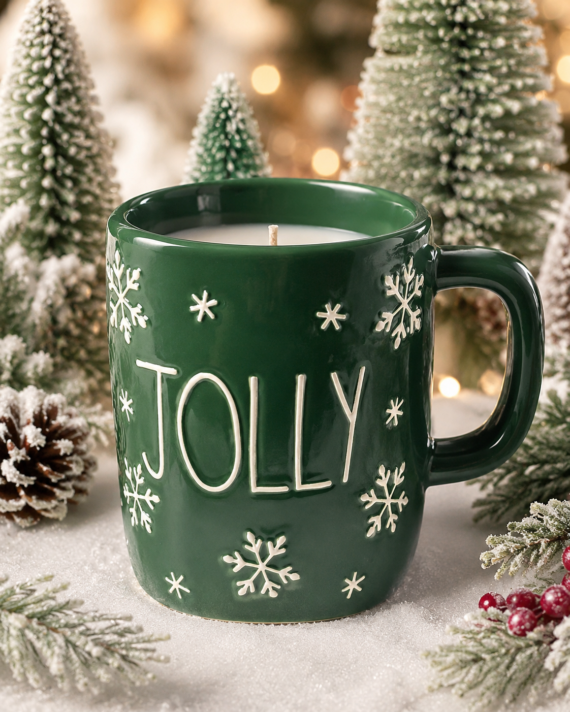 Rae Dunn JOLLY Mug Candle – Fraser Fir - 18 oz Net