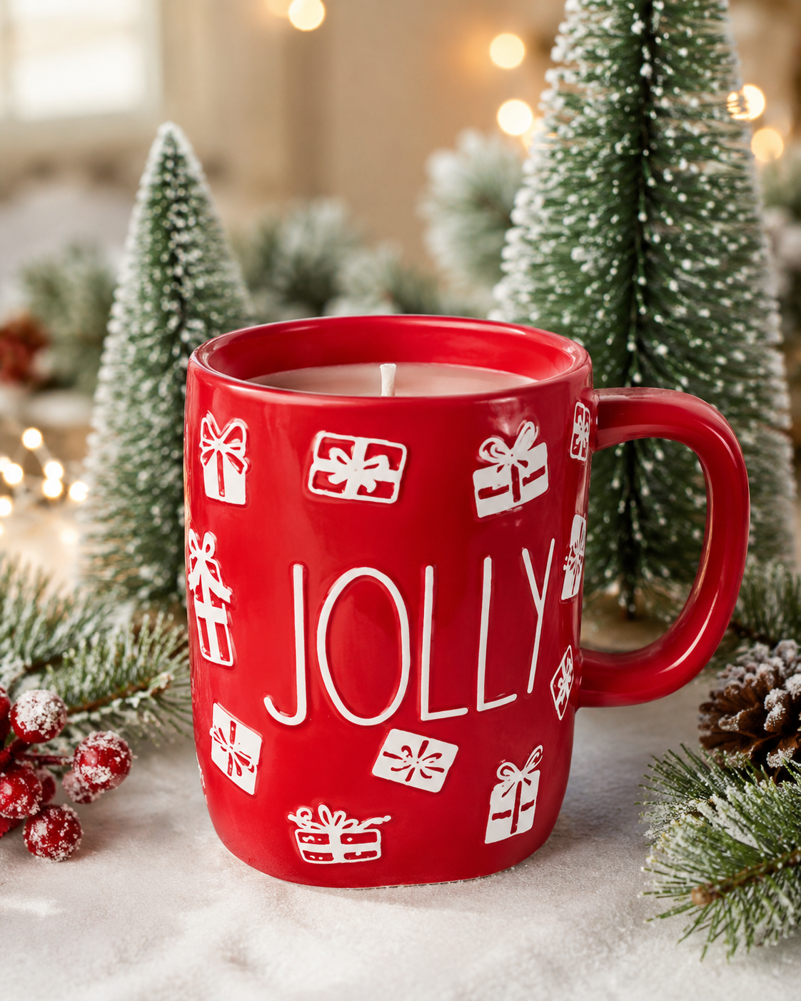 Rae Dunn JOLLY Mug Candle – Fraser Fir - 18 oz Net