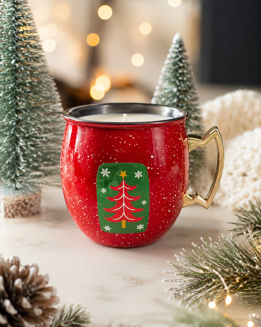 Red Christmas Tree Keepsake Mug Candle – Fraser Fir - 15 oz