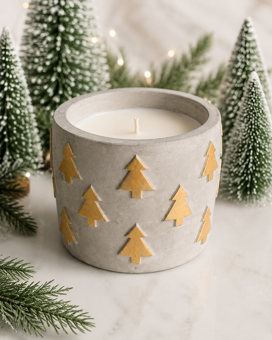 Gray & Gold Christmas Tree Keepsake Candle – Fraser Fir - 8 oz
