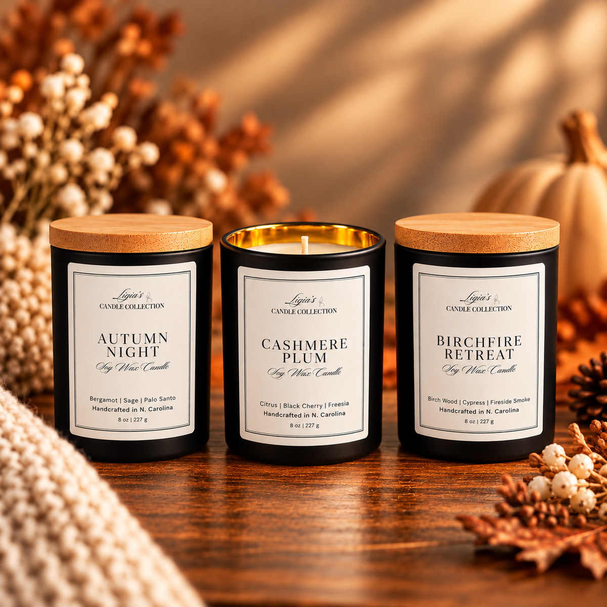 Autumn Candle Trio Gift Set - 3 - 8 oz. Candles