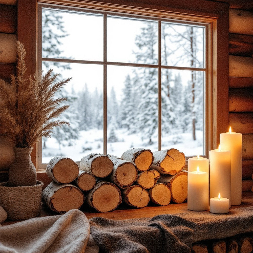 White Birch and Fireside Candle